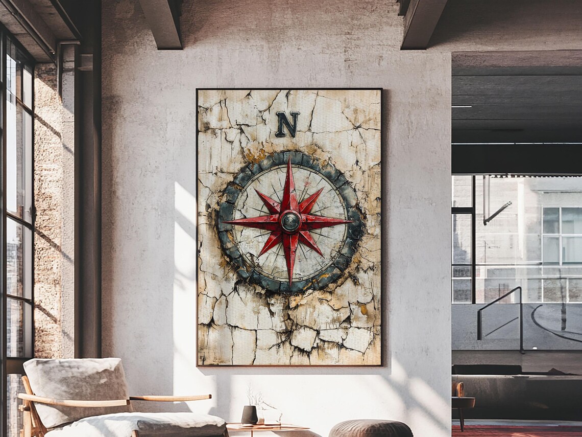 Vintage Compass Rose Art Print, Rustic Home Decor - Image 5