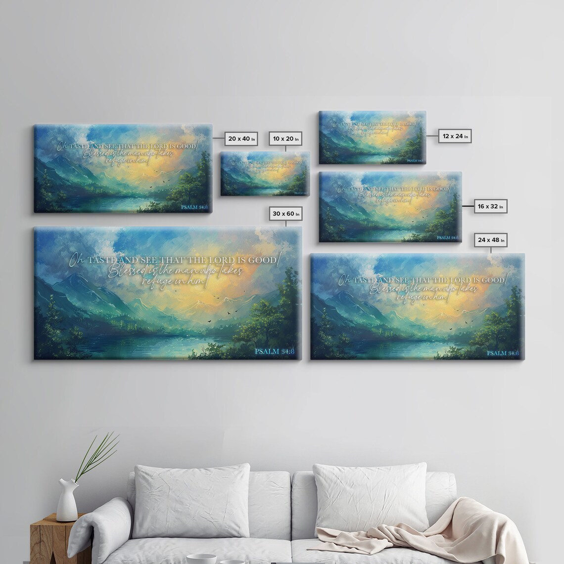 Psalm 34:8 Scripture Wall Art, Inspirational Landscape - Image 2