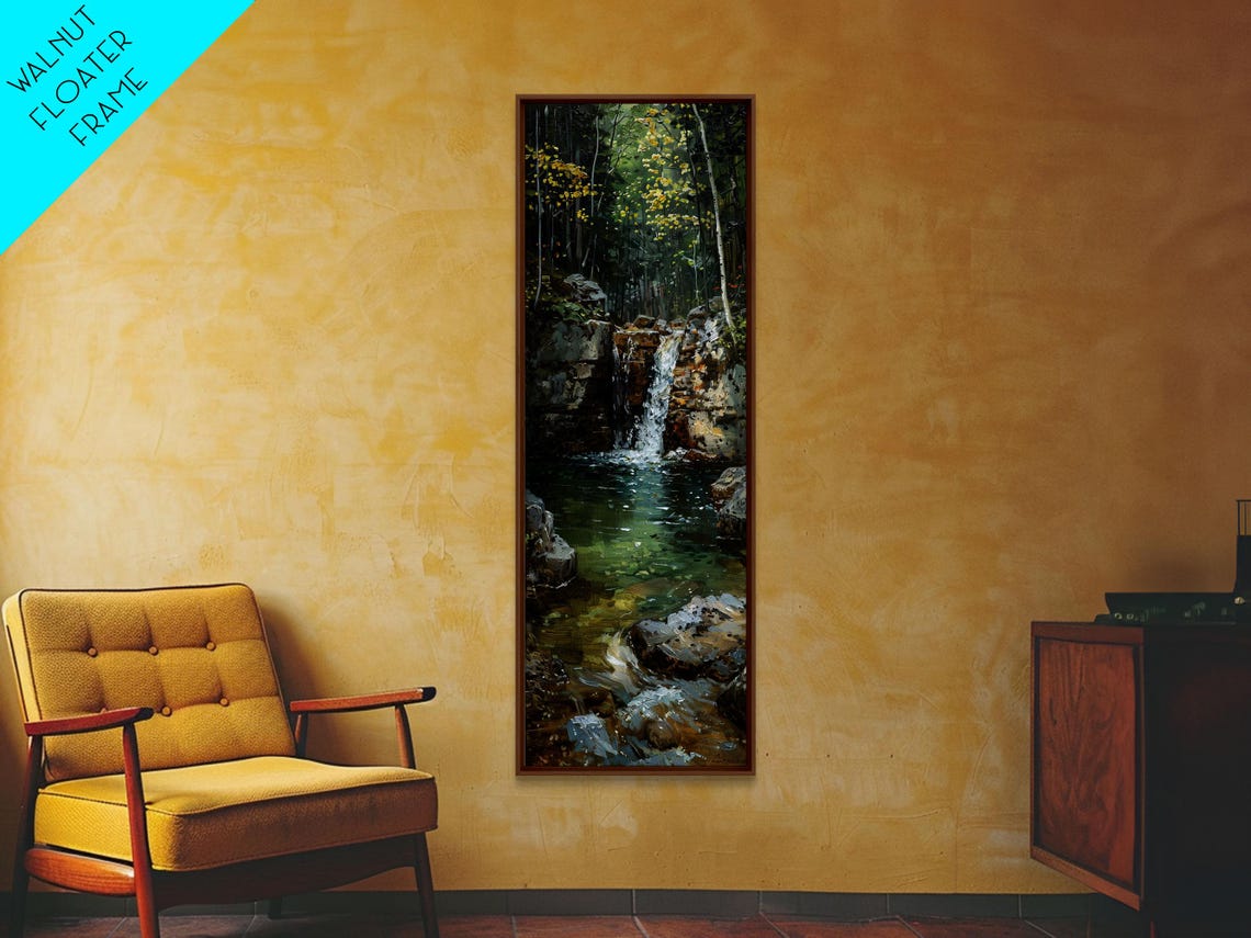 Forest Waterfall Cascading Rocky Pool Lush Green Landscape Poster - Image 6