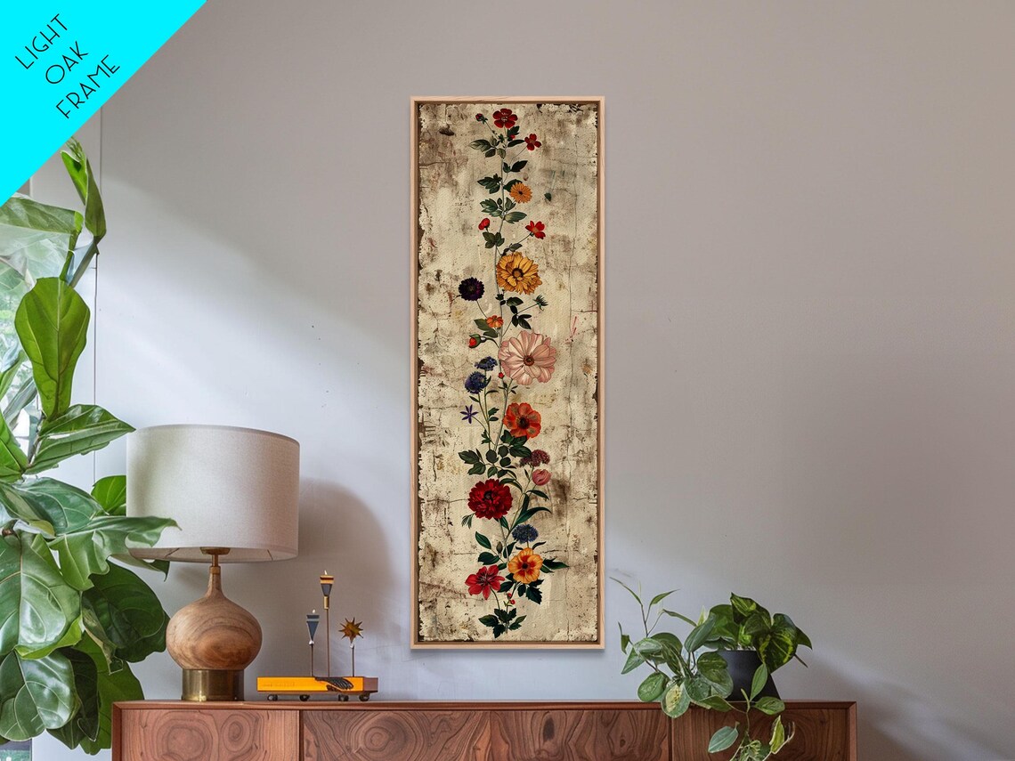 Vintage Mixed Blossoms Rustic Botanical Tall Vertical Art Print - Image 6