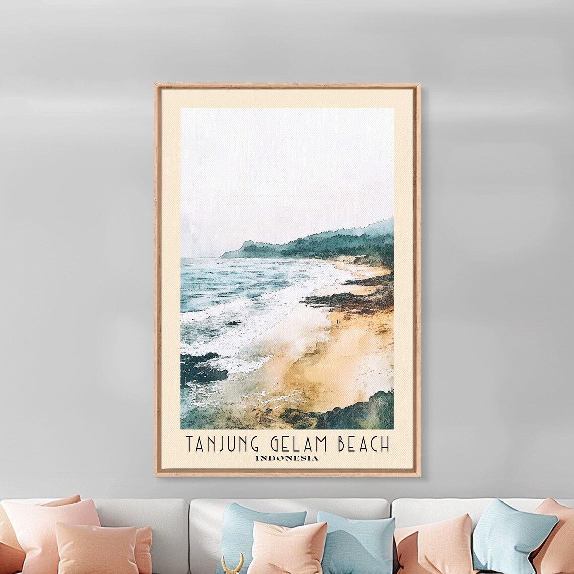 Tanjung Gelam Beach Indonesia Misty Surf Waves Rocky Shore Poster - Image 2