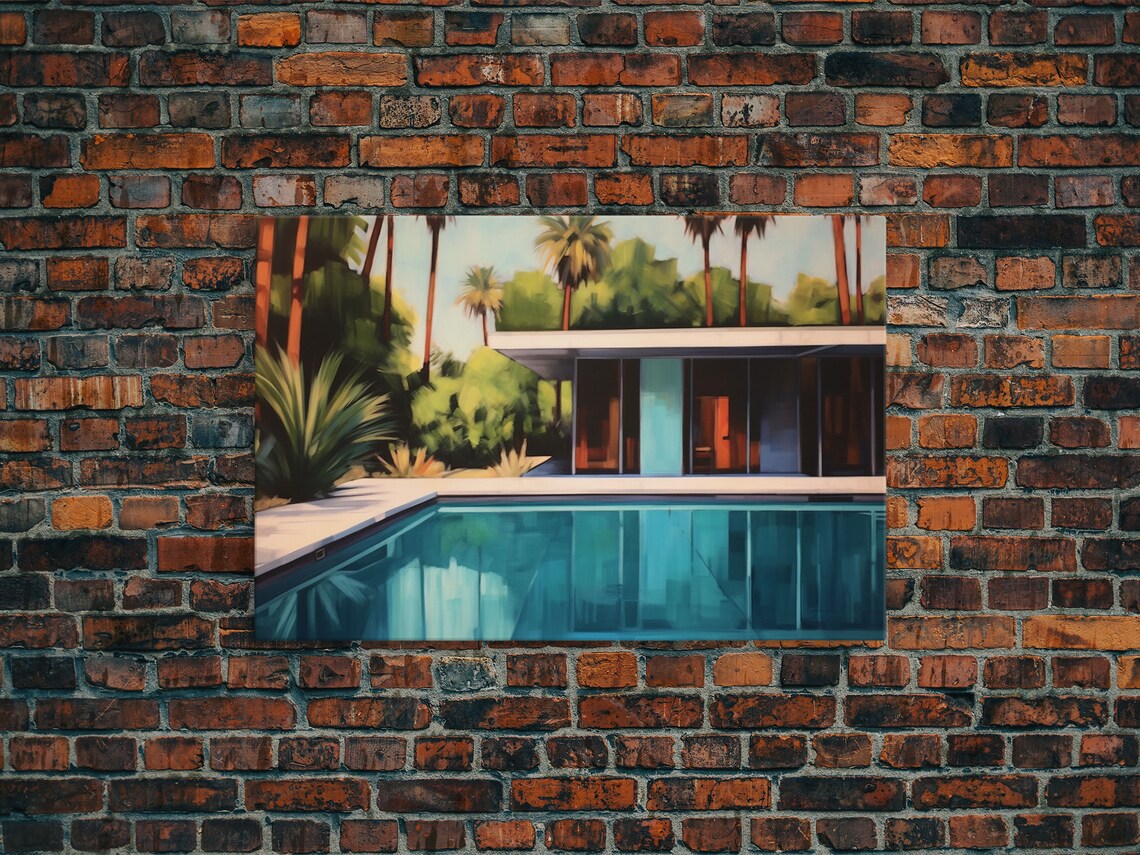 Pool House Mid-Century Modern Architectural Art Print