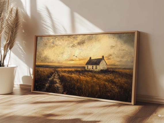 Retro Vintage Farmhouse Painting Print Cute Rustic Boho Wall Art Modern Farmhouse Oil Painting Wall Art For Living Room