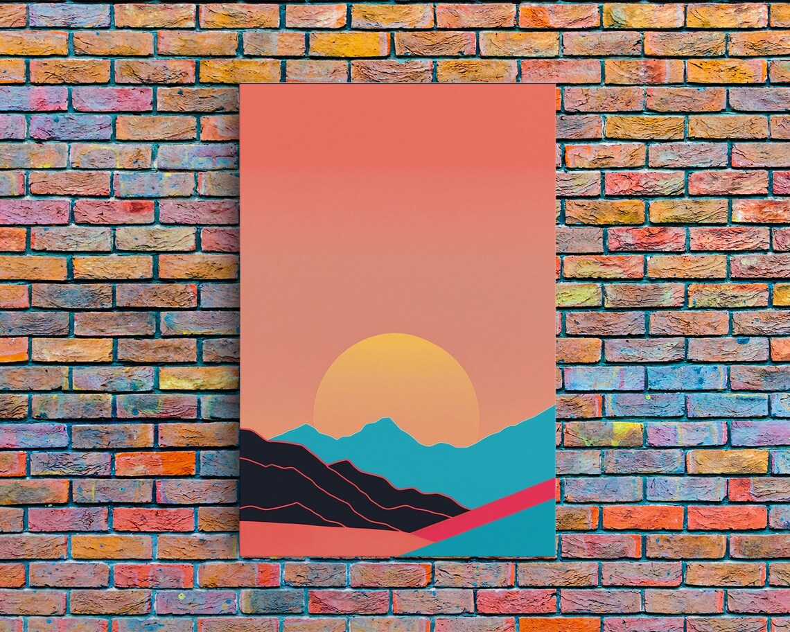 Peach Sunset, Minimalist Art Deco Inspired Art Print