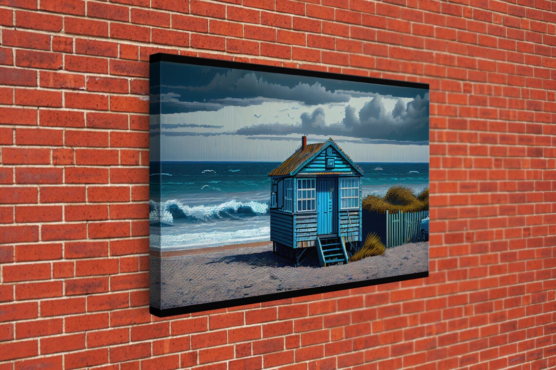 Sea Side Shack Pixel Art, New England Beach Poster - Image 3
