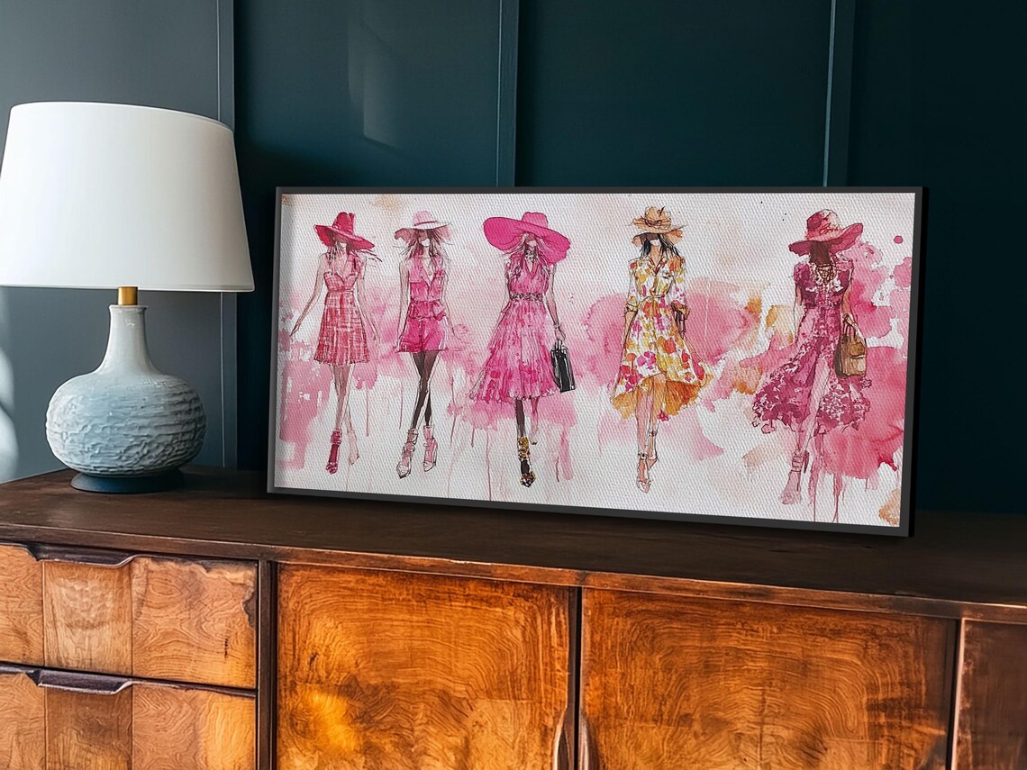 Fashion Sketch Print Pink Wall Art Whimsical Decor Fashionista Gift Idea Artistic Living Room Accent Modern Feminine Aesthetic - Image 4