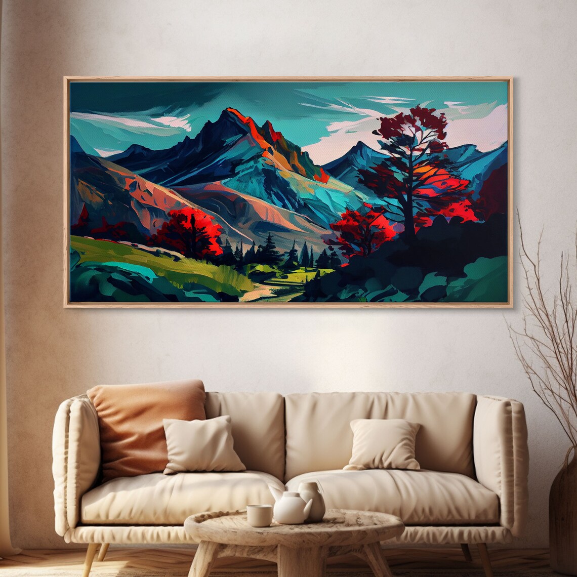 Watercolor Panoramic Landscape Art Print, Colorful Nature - Image 4