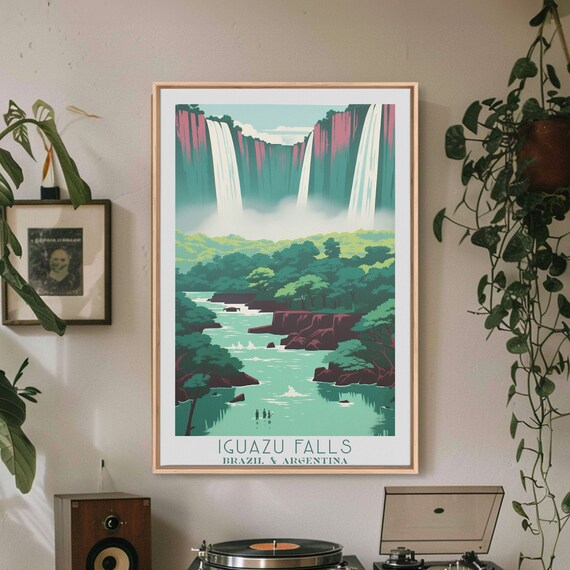 Iguazu Falls Original Wall Art Travel Poster Gift For Travel Lover Vacation Gift Argentina Wall Art Home Decor Original Art
