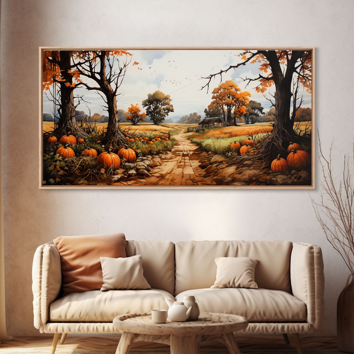 Pumpkin Patch Farm Dirt Road Autumn Trees Rustic Country Poster - Image 4
