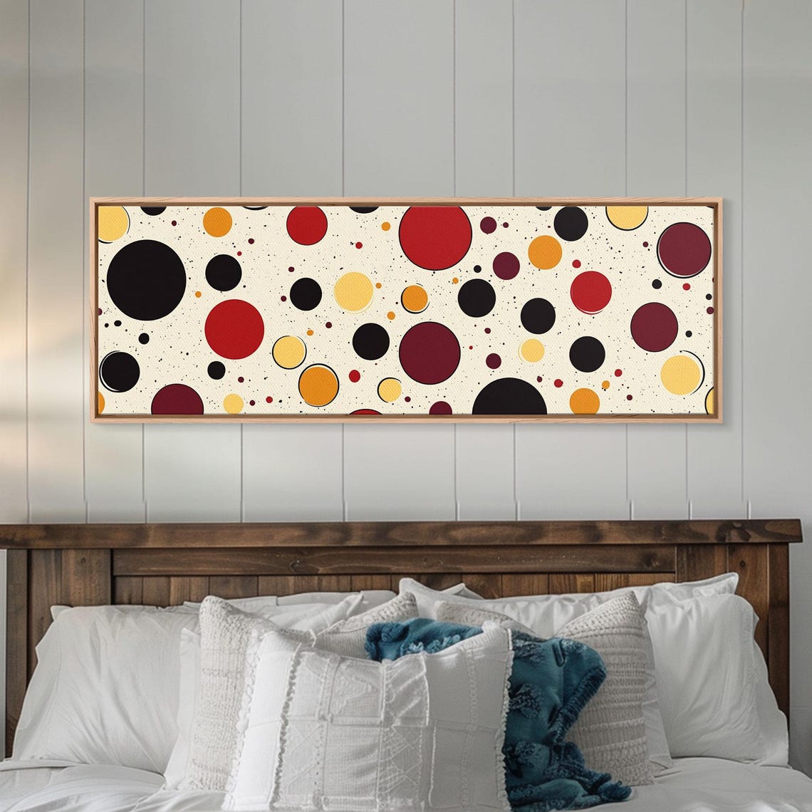 Red Yellow Black Polka Dots White Mid Century Modern Dot Art Poster - Image 2