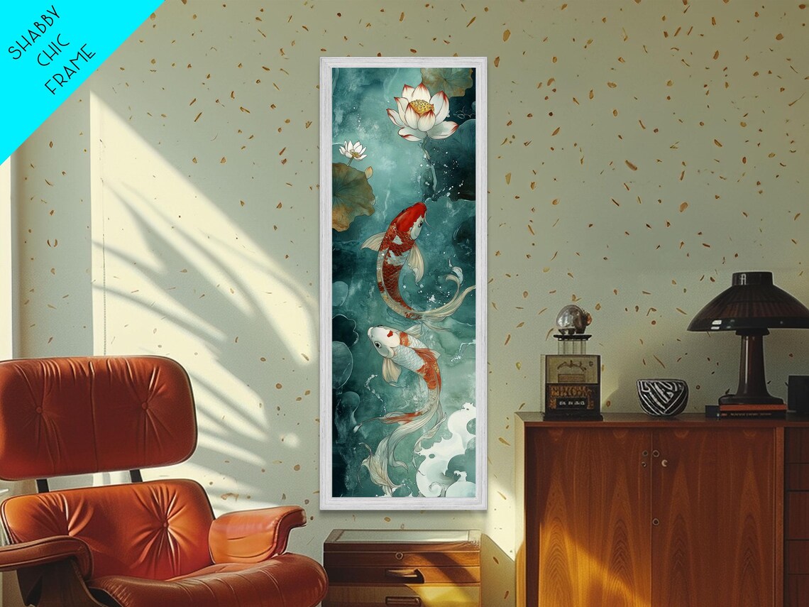 Wabi Sabi Koi Fish Art Print, Japanese Style Accent Piece - Image 2