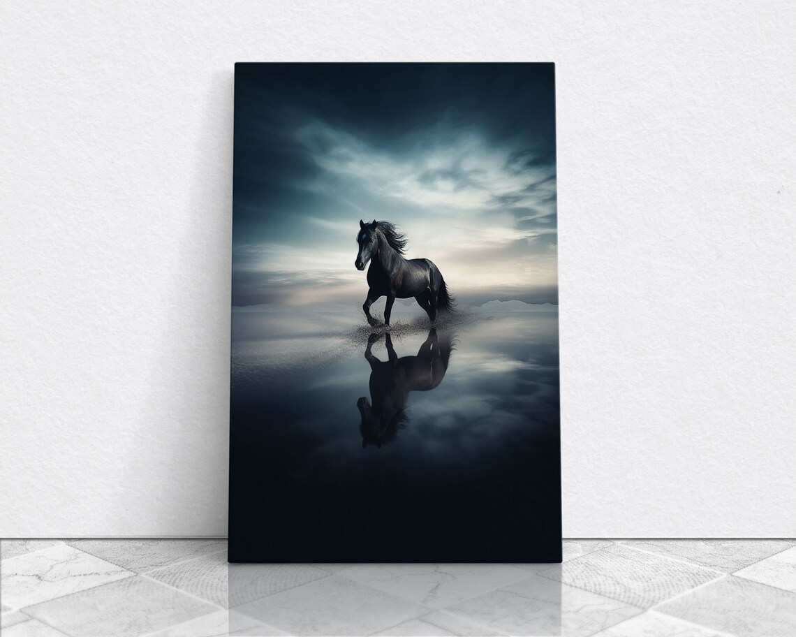 Black Stallion in the Clouds, Nature Photo Print - Image 6
