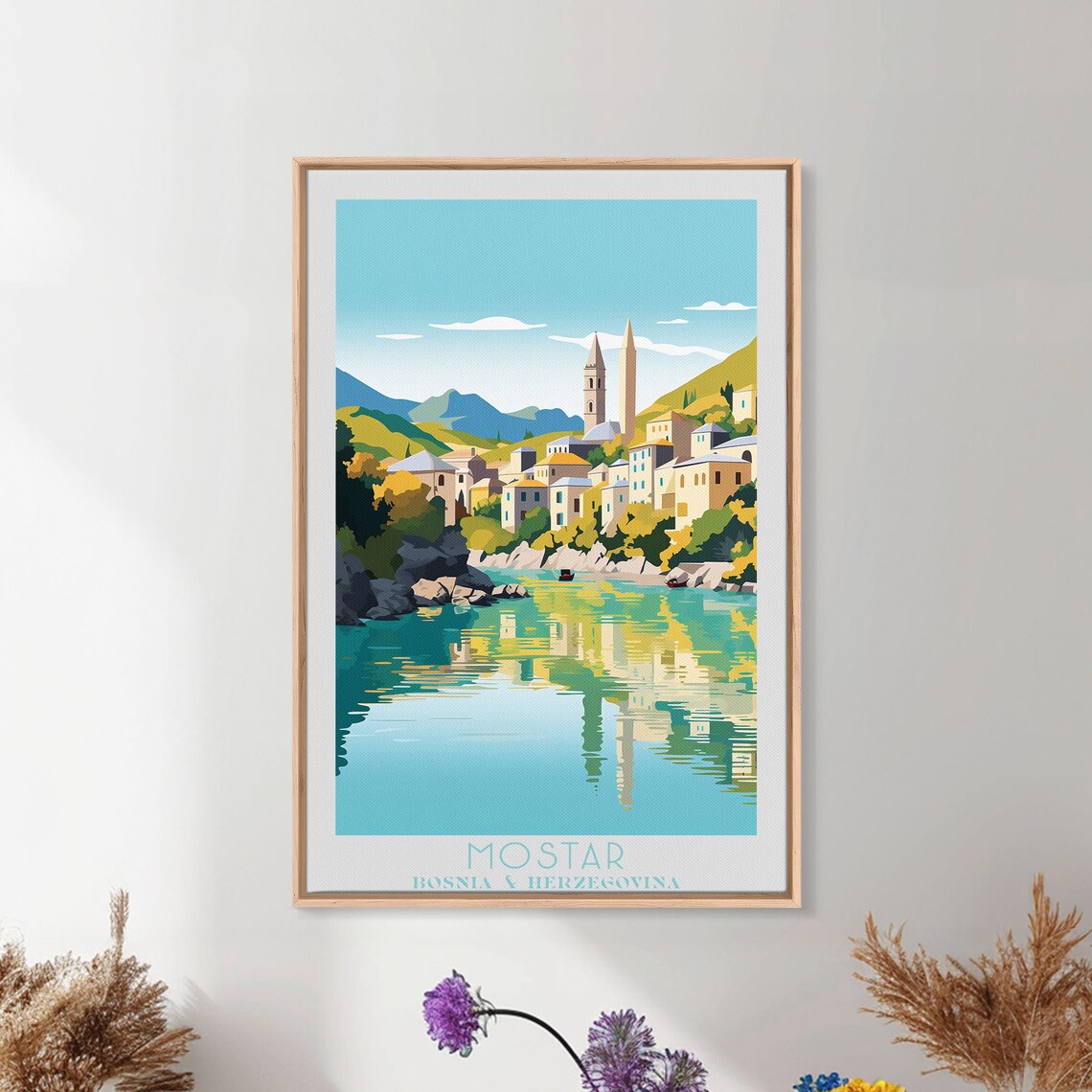 Mostar Bosnia Herzegovina Old Town River Reflection Travel Poster - Image 6