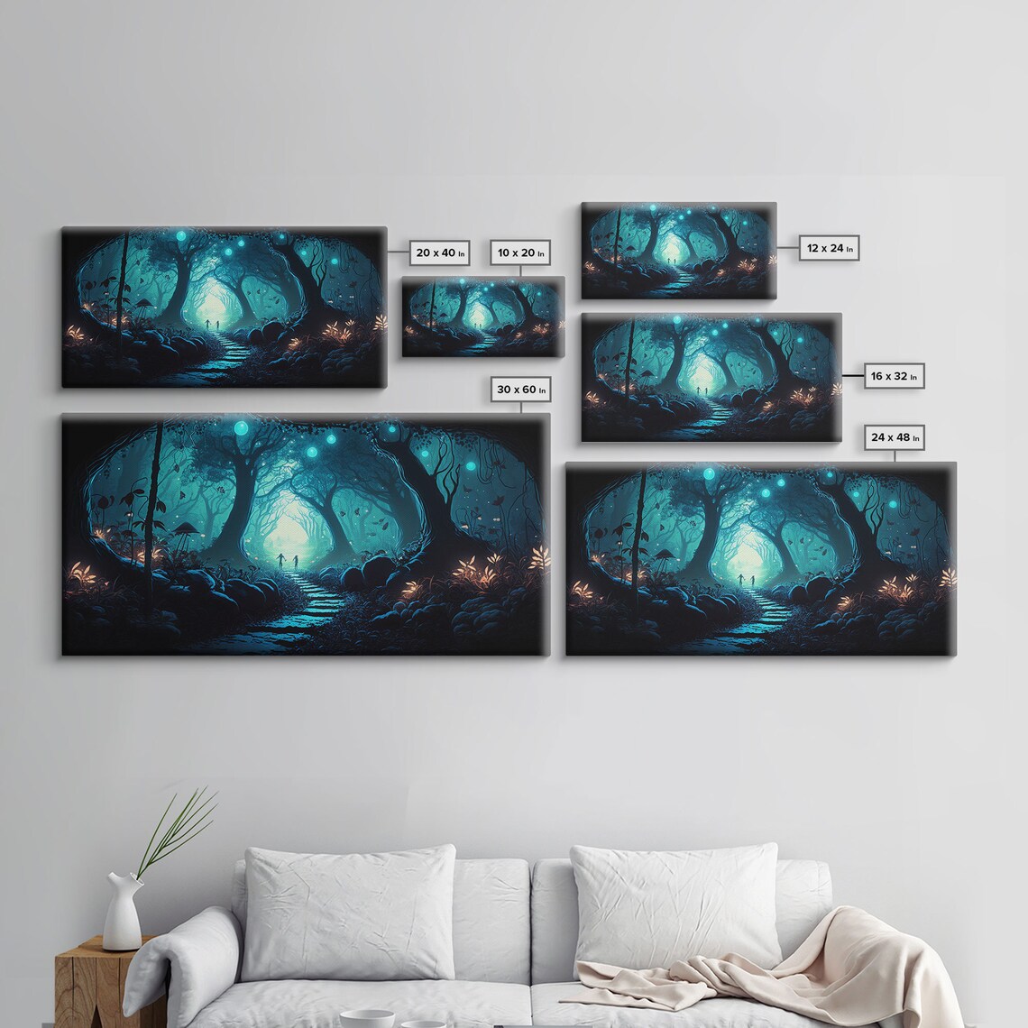 Beautiful Fantasy Art Framed Print Moonlit Forest Floor Fantasy Concept Art - Image 2