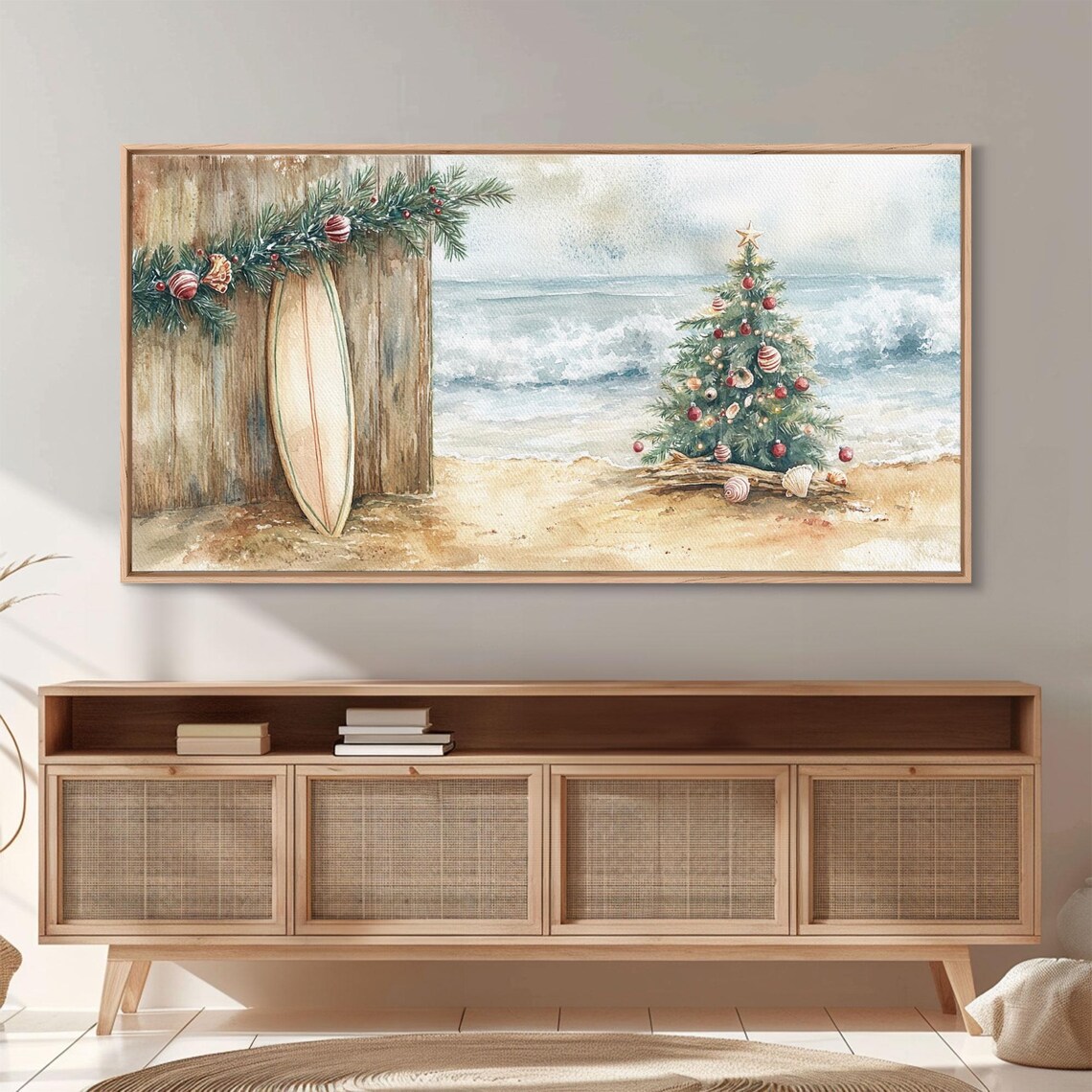 Christmas Tree On Sandy Beach, Coastal Decor - Image 4