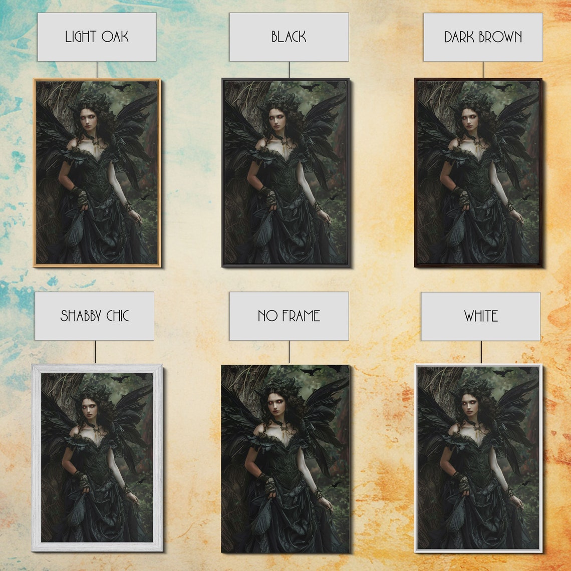 Dark Angel With Black Wings In Haunted Forest Gothic Fantasy Poster - Image 3