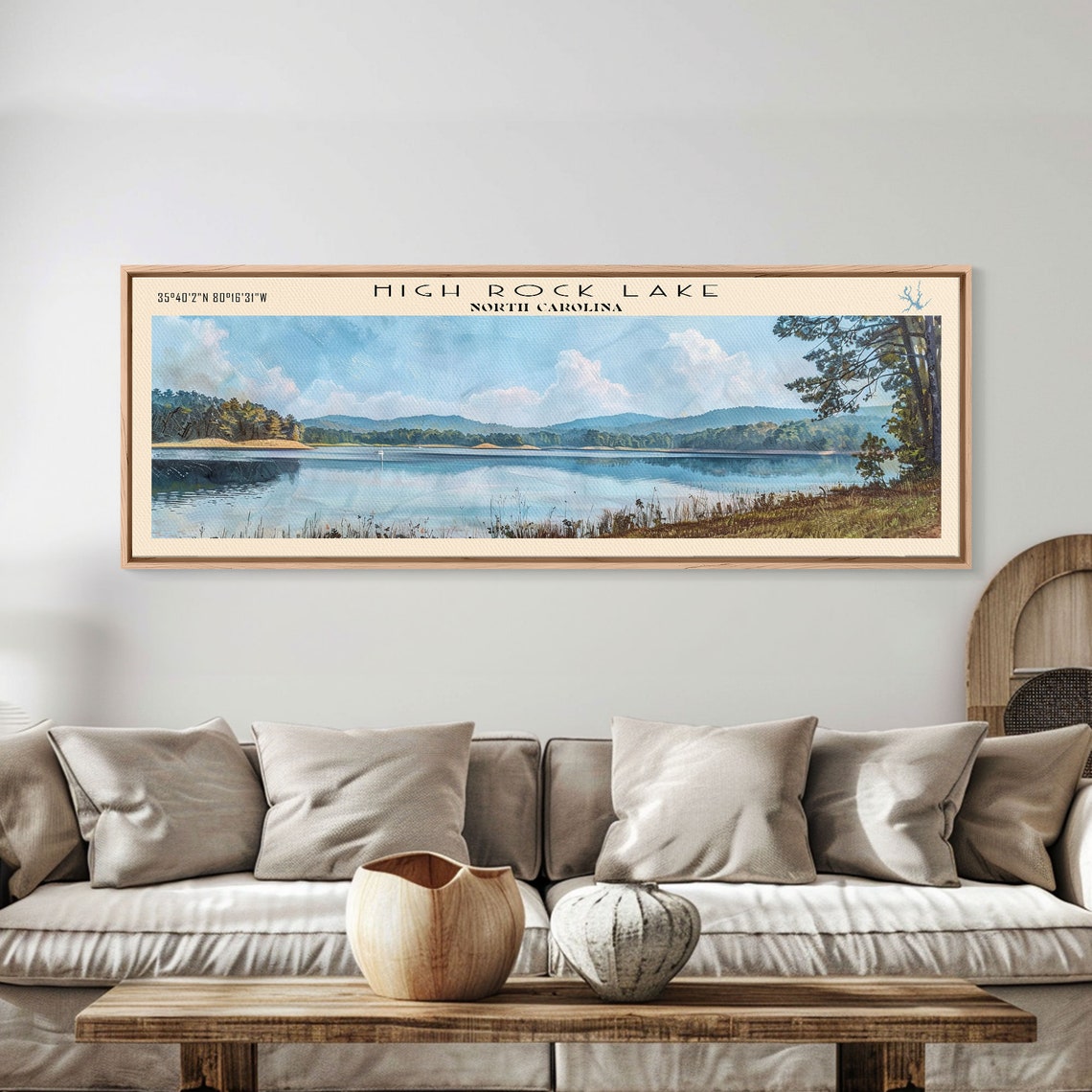 High Rock Lake North Carolina Wide Water Distant Hills Cloud Poster - Image 4