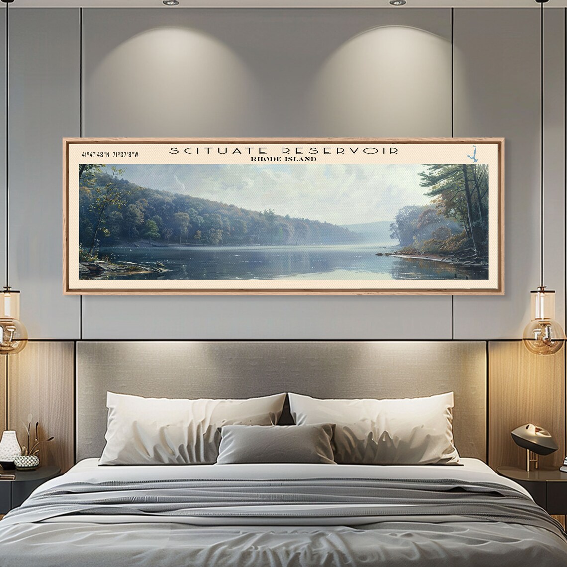 Scituate Reservoir Rhode Island Misty Wooded Slopes Lake Travel Poster - Image 4