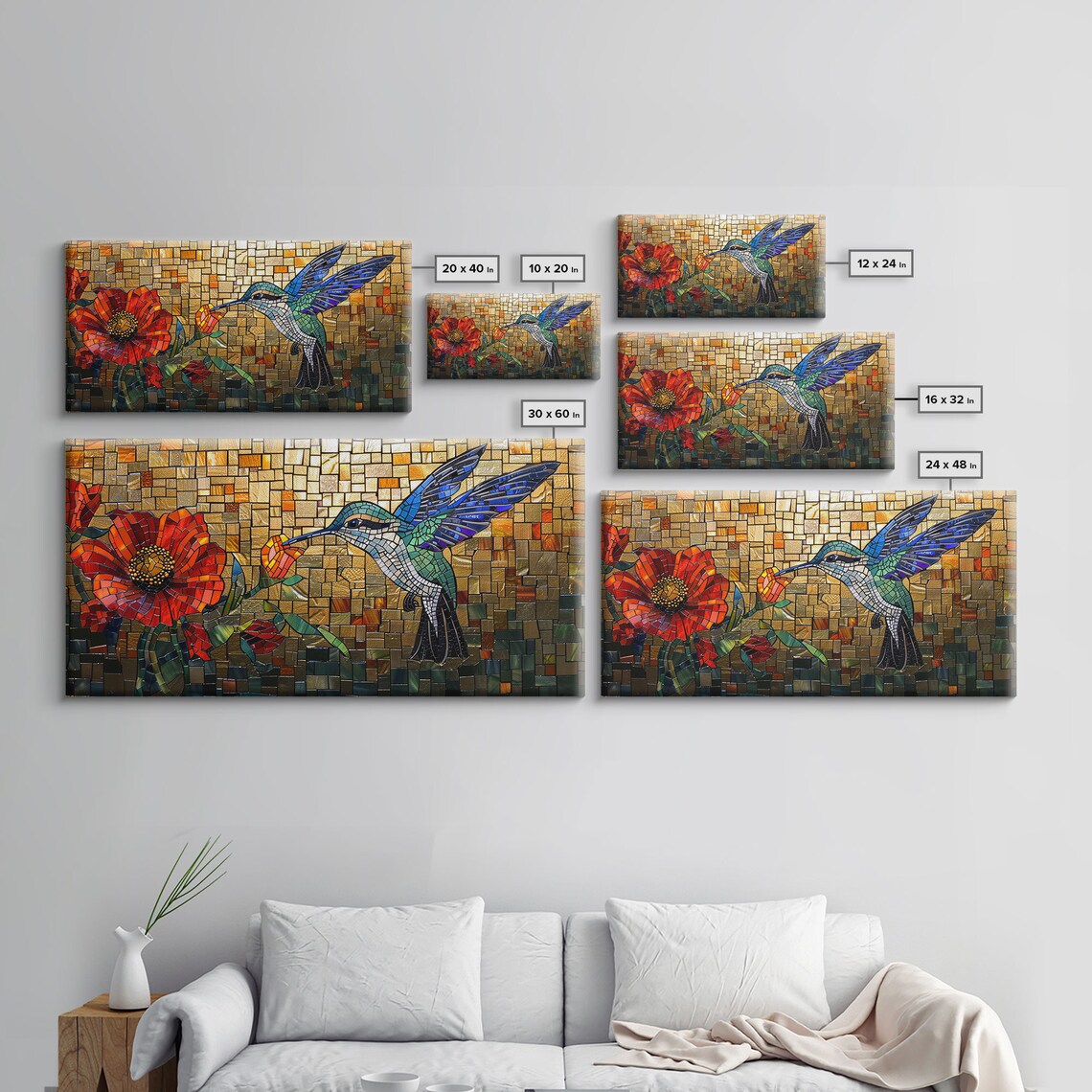 Hummingbird Stained Glass Style Wall Art Print - Image 2