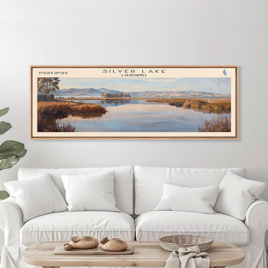 Silver Lake California Golden Reeds Mountain Reflections Travel Poster