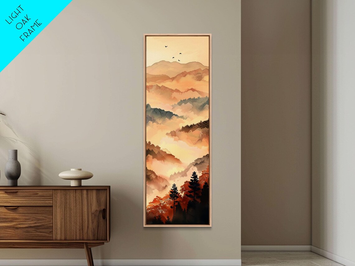 Layers Of Misty Mountains Warm Golden Hues Vertical Art Print - Image 5