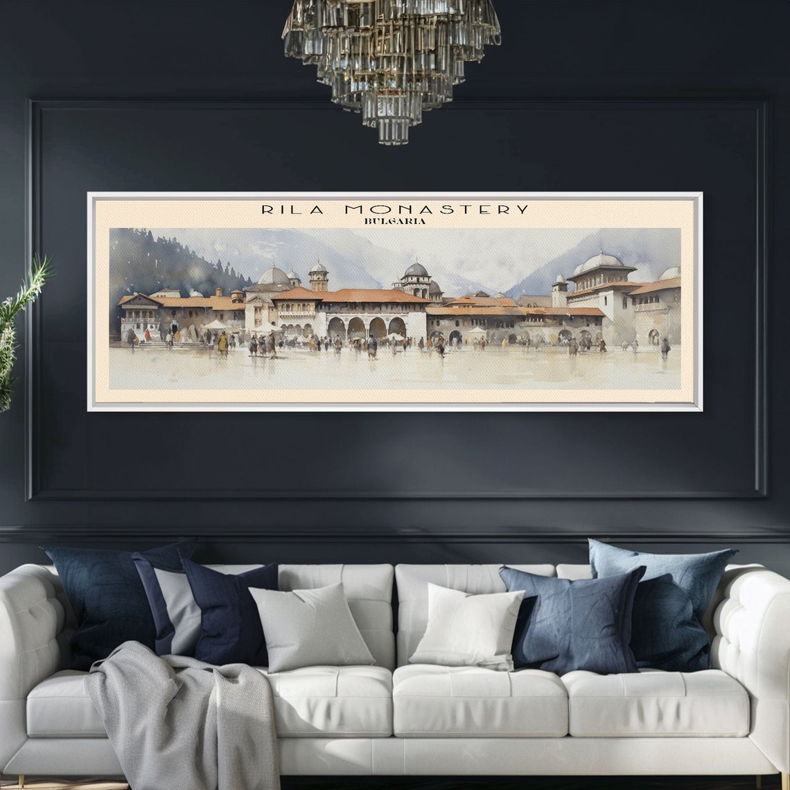 Rila Monastery Bulgaria Red Roof Domes Mountain Courtyard View Poster