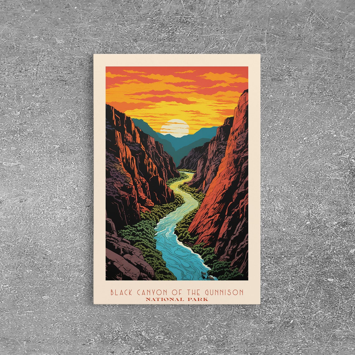 Black Canyon Of The Gunnison National Park Framed Wall Art Print Travel Poster Colorado Travel Art Roadtrip Decor Cool Art - Image 6