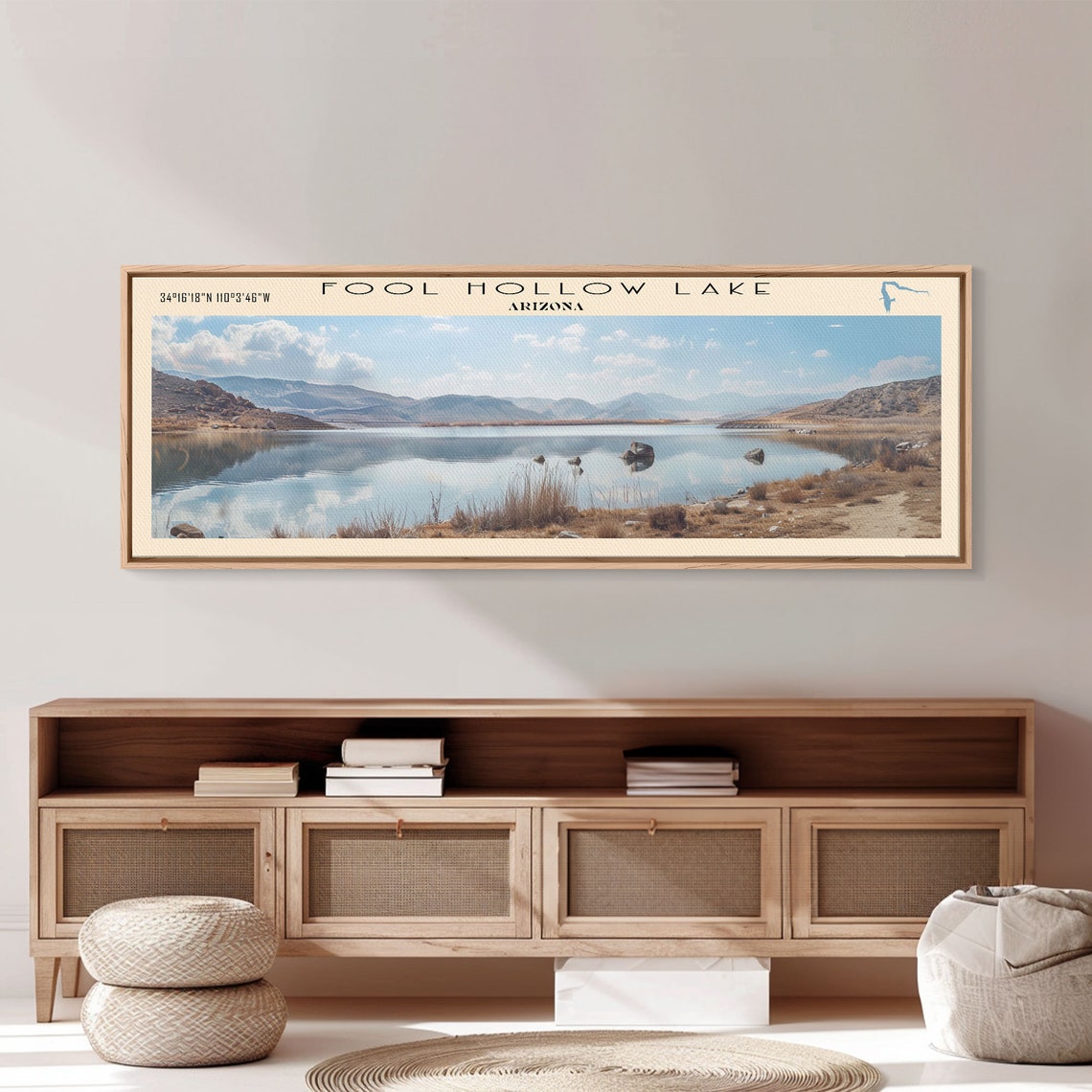 Fool Hollow Lake Arizona Desert Rocks Blue Sky Reflection Poster - Image 3