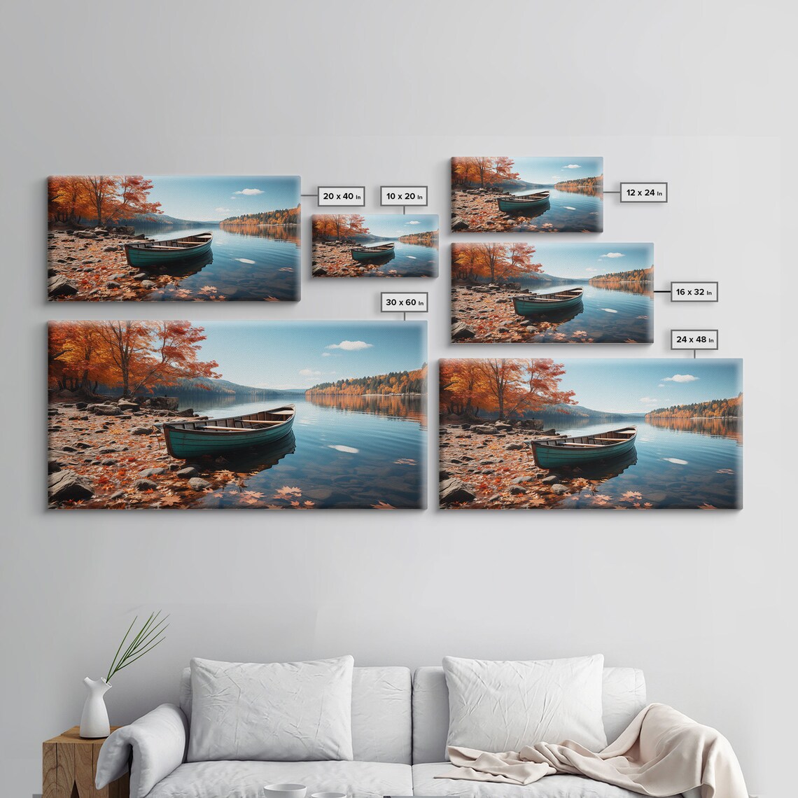 Pacific Northwest Lake With Canoe, Fall Photo Print - Image 2