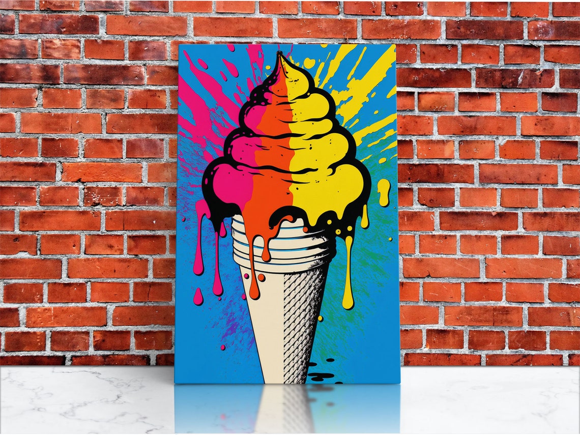 Melting Neon Ice Cream Soft Serve Dripping Graffiti Wall Art Poster - Image 3