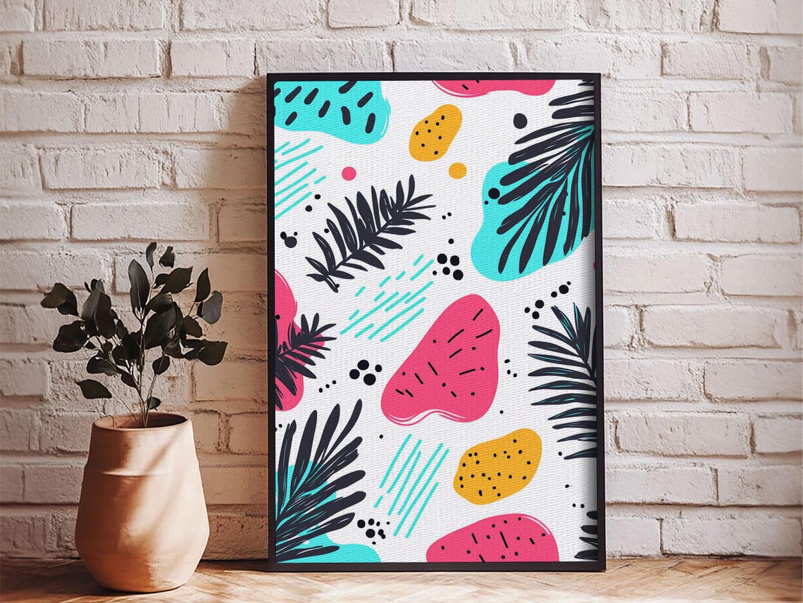 Retro Style Abstract Painting, Colorful - Image 3