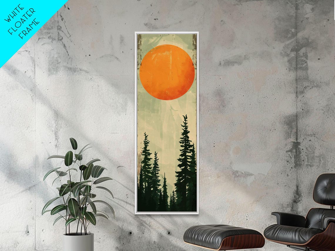 Abstract Sun Over Pine Forest Earth Tones Minimalist Art Print - Image 5