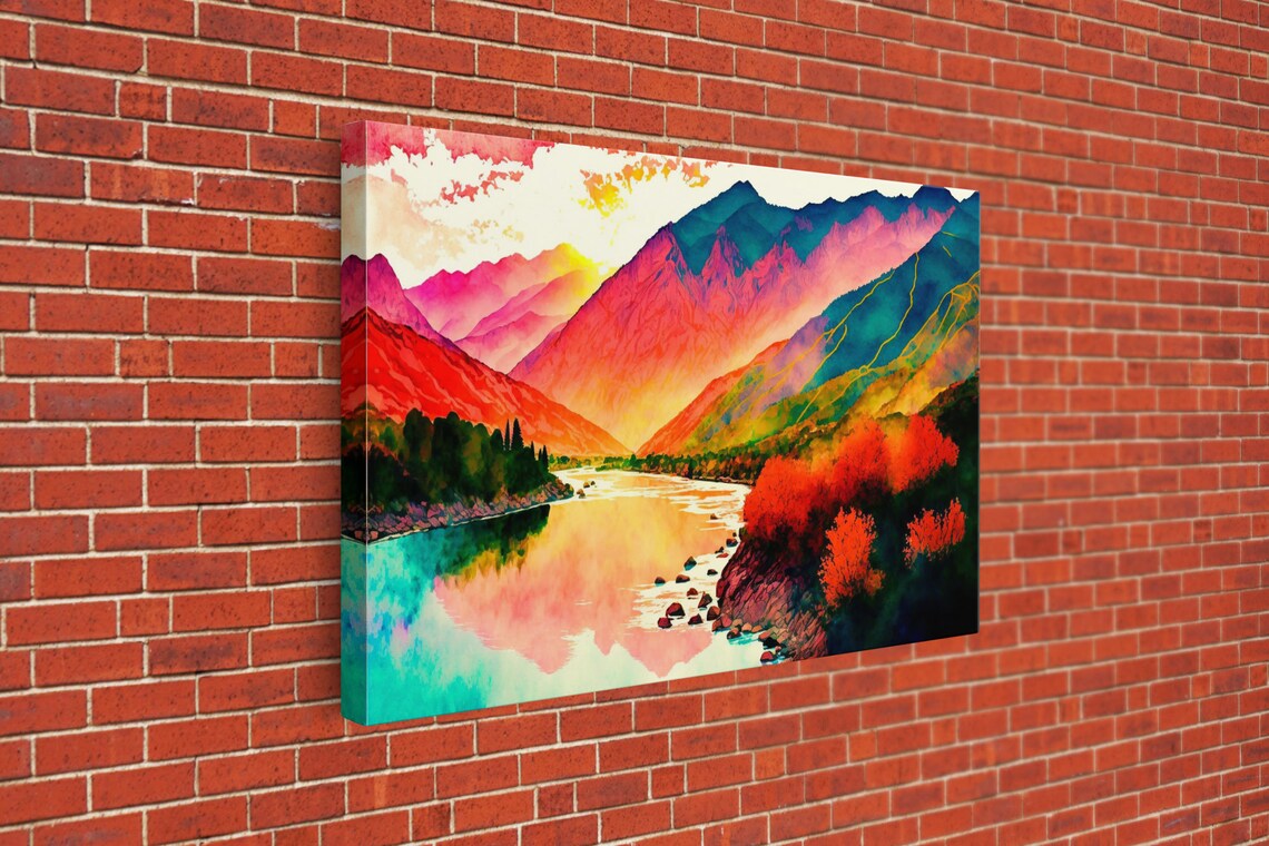 Watercolor Landscape Rainbow Landscape Art Print - Image 3