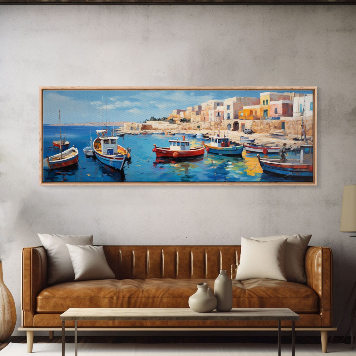 Moroccan Fishing Village At Sunset Watercolor Art Print