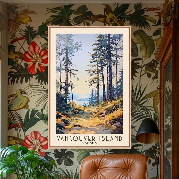 Vancouver Island Canada Watercolor Beach Print Vacation Gift Canada Wall Art Framed Print Framed Beach Painting