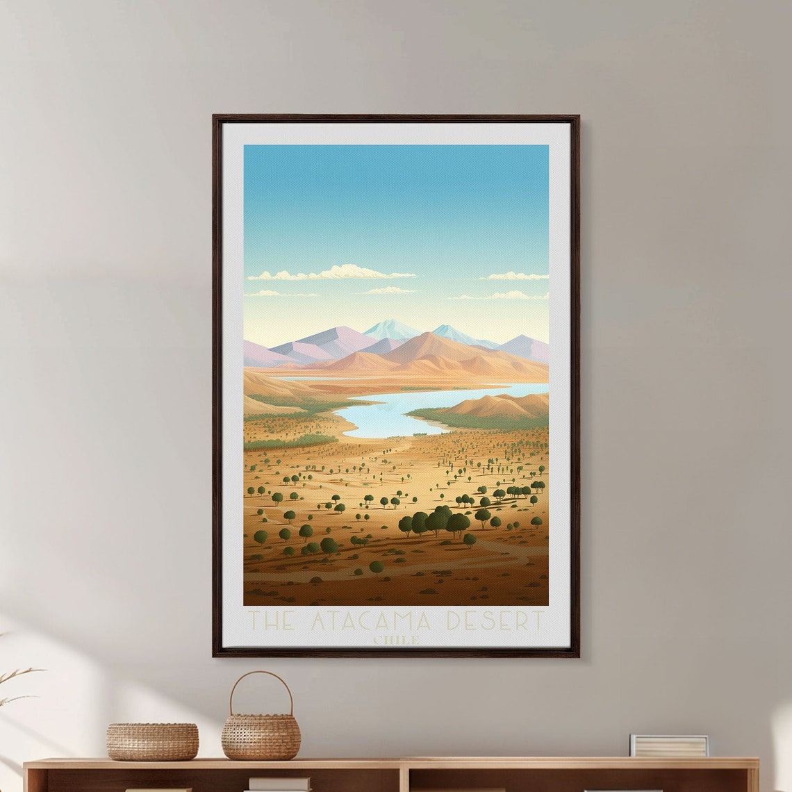 The Atacama Desert Chile River Valley Mountain Retro Style Art Poster - Image 3