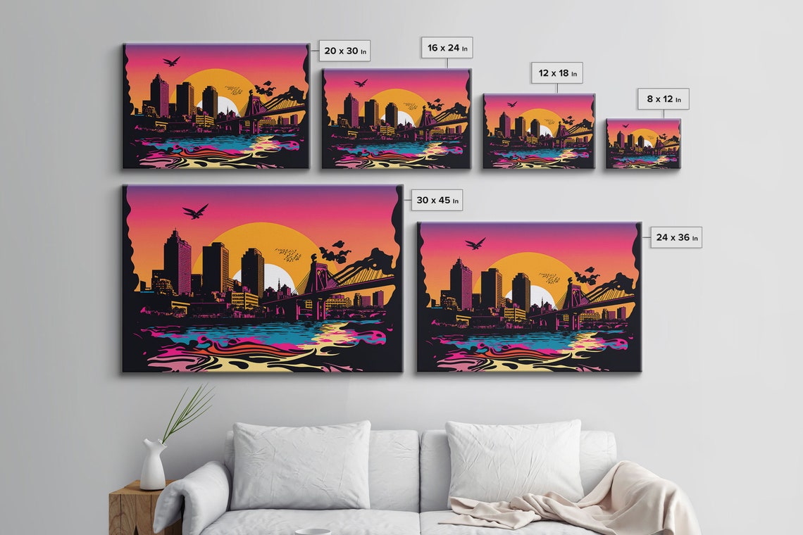 Beautiful Portland Oregon Retro Synthwave Style Sunset Art Framed Print Pacific Northwest City Art - Image 2