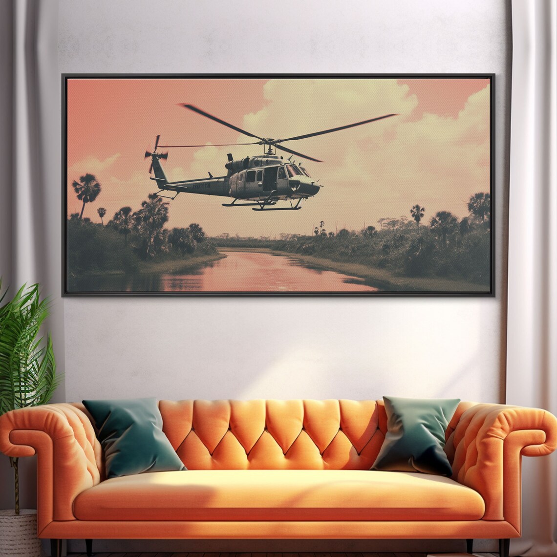 Vaporwave Huey Helicopter Over Vietnam Art Print - Image 5