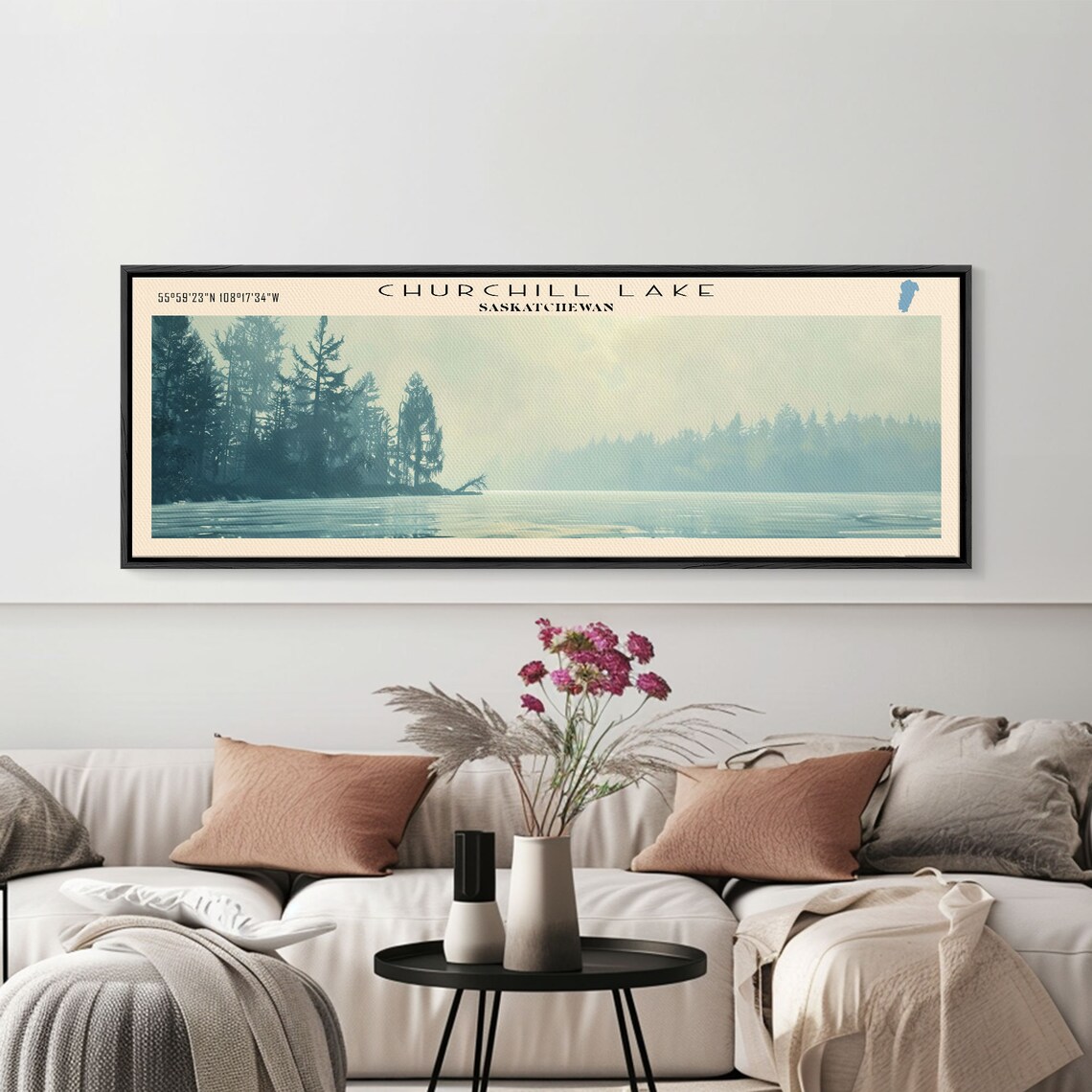 Churchill Lake Saskatchewan Misty Evergreen Haze Water Travel Poster - Image 3