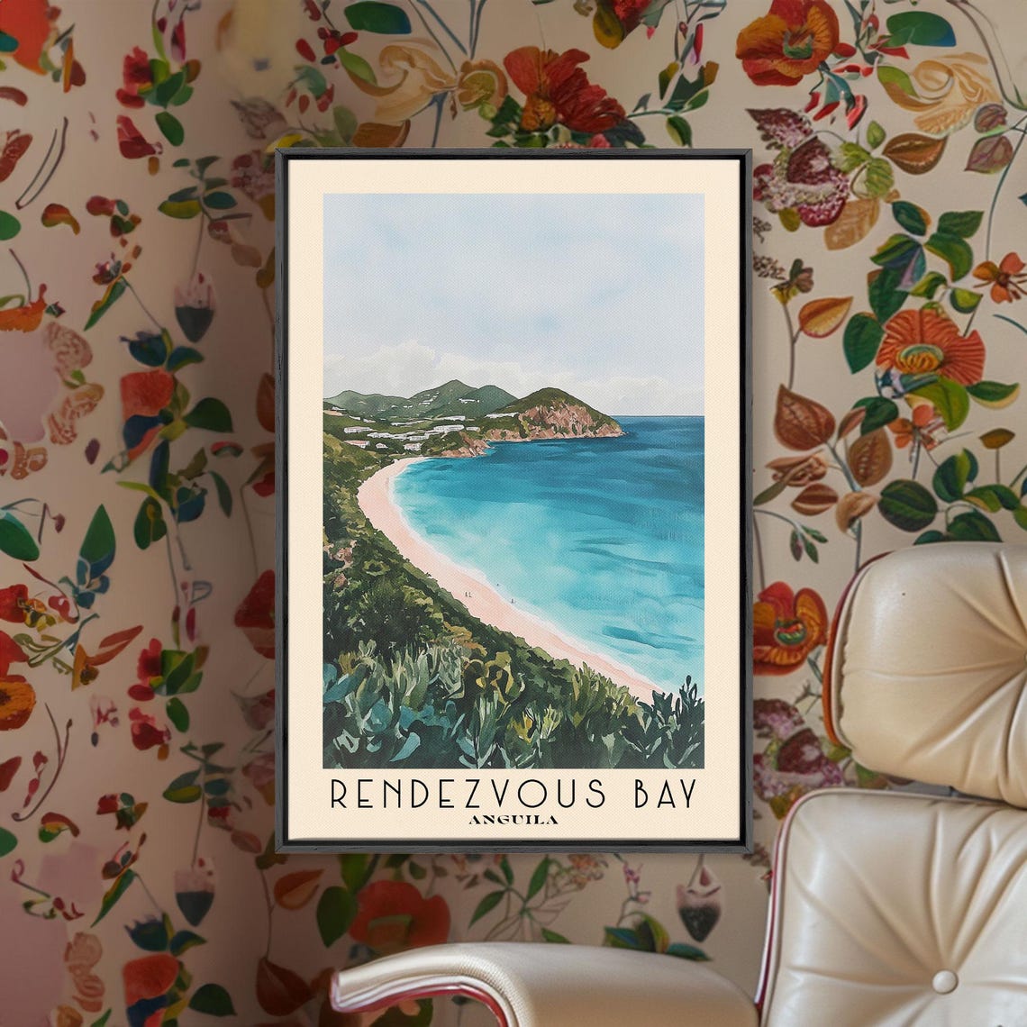 Rendezvous Bay Anguilla Crescent Beach Aerial View Travel Poster
