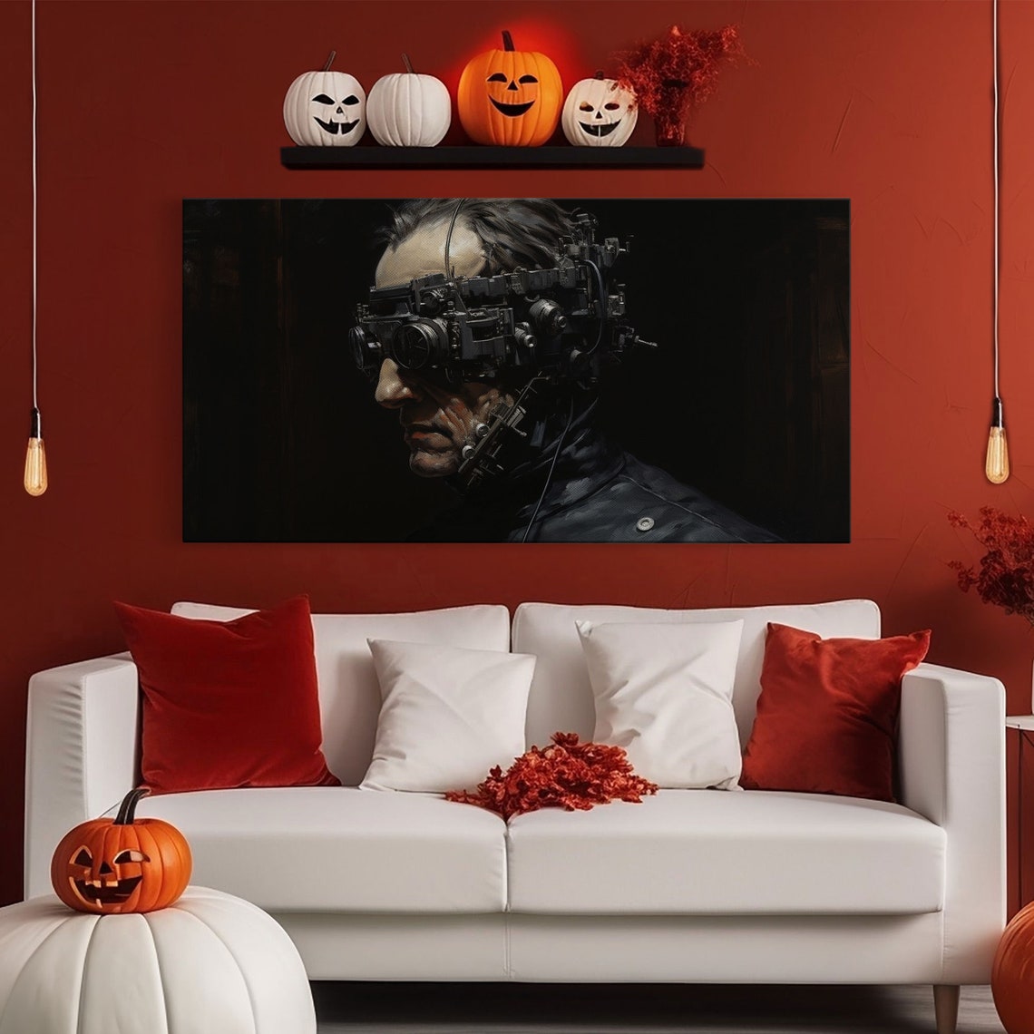 Victorian Steampunk Cyborg With Mechanical Goggles Profile Print - Image 6