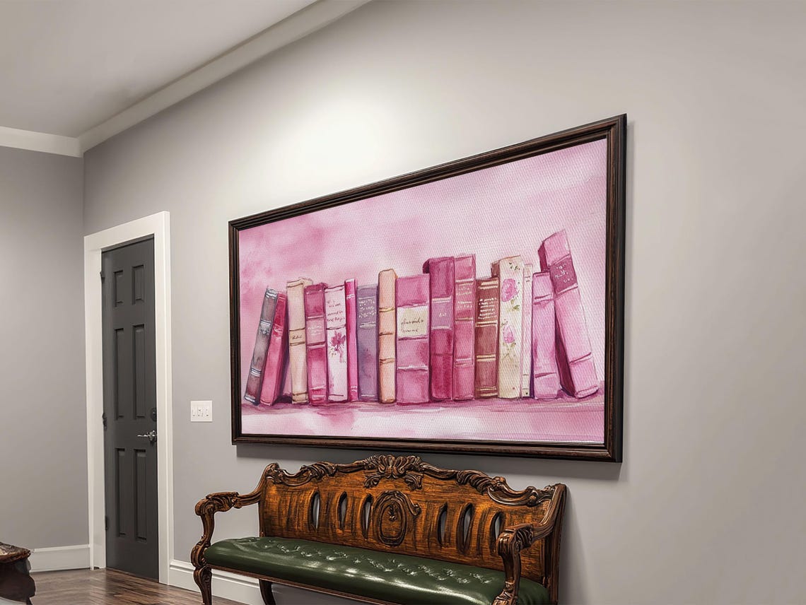 Book Art Print Light Pink Wall Art Cottagecore Library Decor Literary Lovers Gift Idea Rustic Bedroom Accent Elegant Design - Image 6