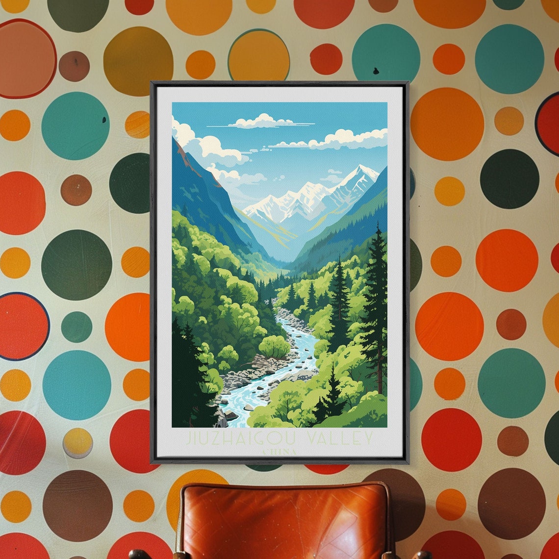 Jiuzhaigou Valley China Snowy Peaks Mountain River Forest Poster - Image 3