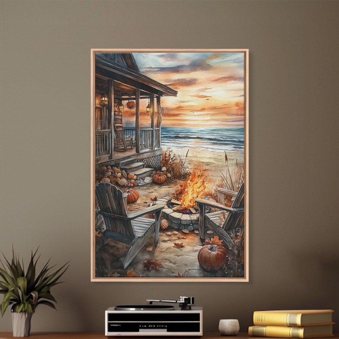 Beach Campfire in Fall, Boho Nautical Art Print - Image 4