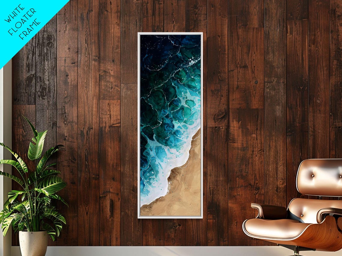 Aerial Ocean Waves Over Sandy Shore Turquoise Coast Abstract Poster - Image 3