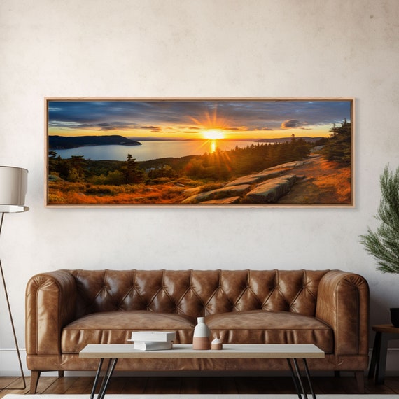 Photographic Panoramic Of Acadia National Park Sunset Photography National Park Art Framed Print Landscape Photography