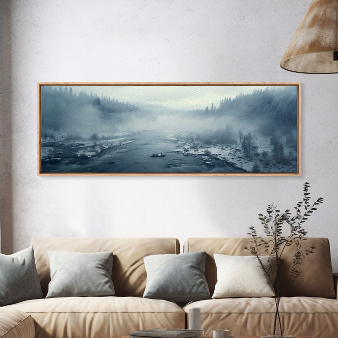 Panoramic Winter Stream Art Print, Rustic Centerpiece - Image 4