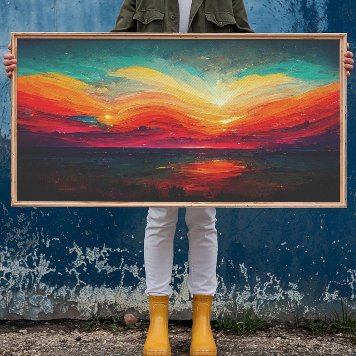 Beautiful Sunset Print Art Ink Painting Style Abstract Sunset Wall Art Cool Wall Art - Image 5