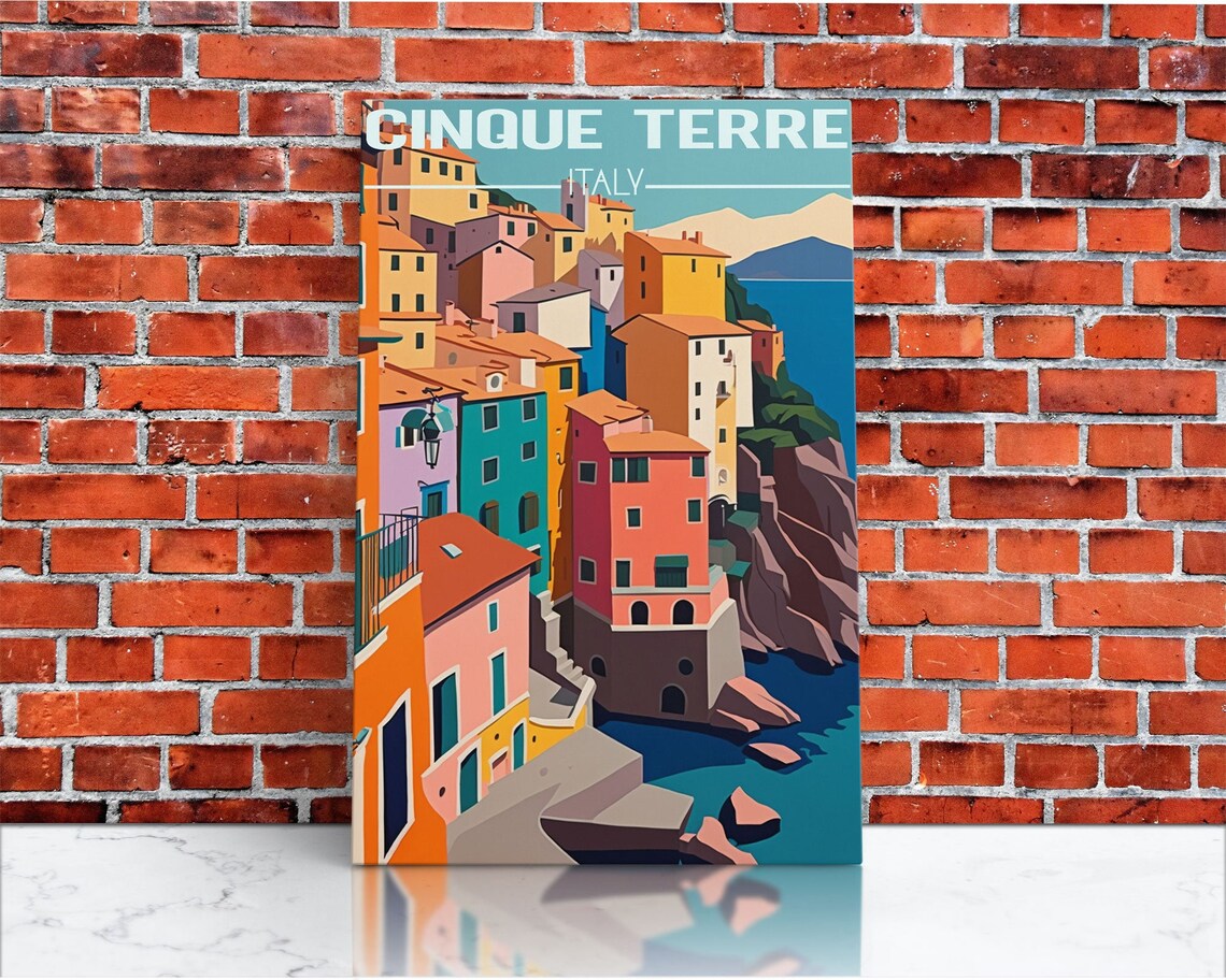 Cinque Terre Italy Travel Poster, Coastline Art Print - Image 3