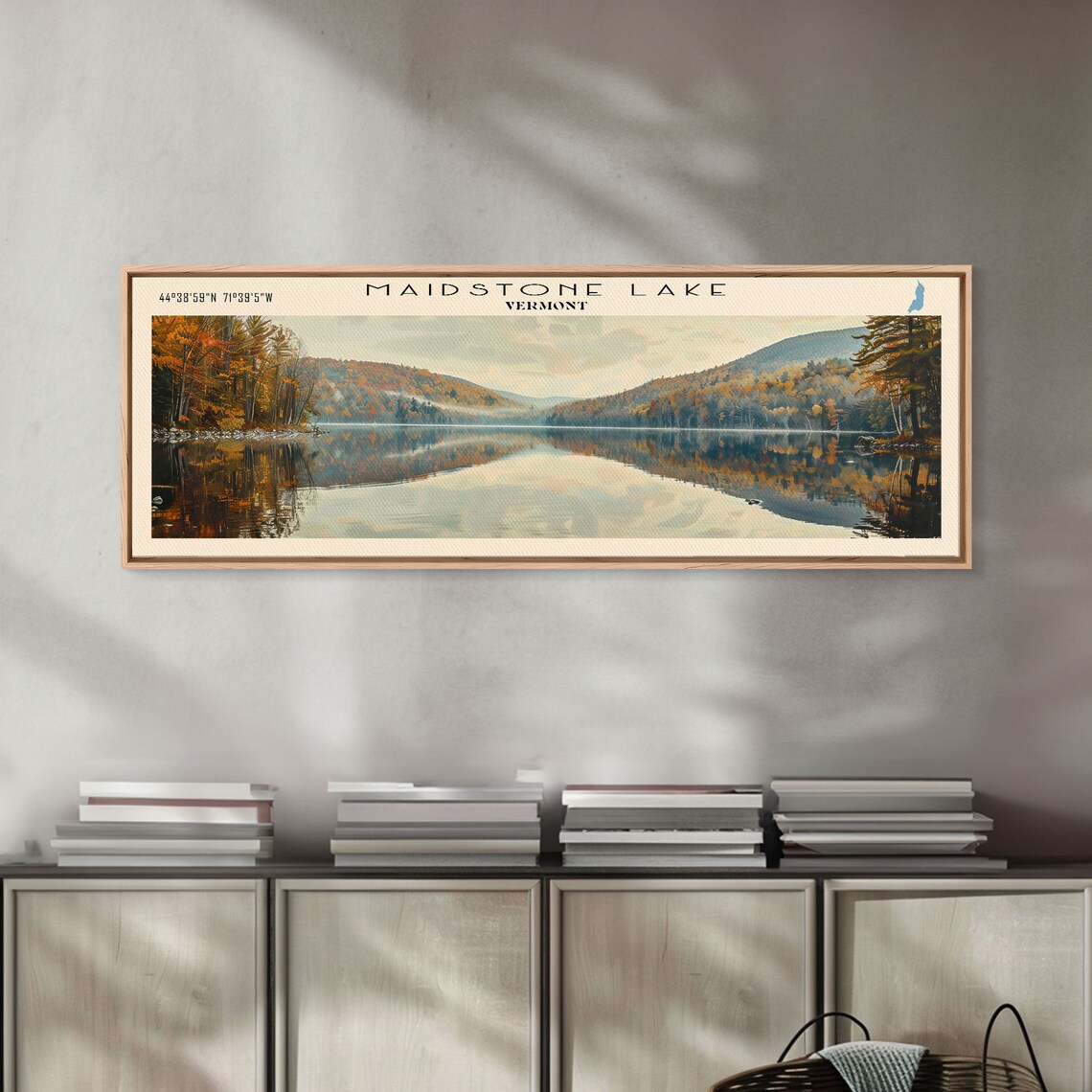Maidstone Lake Vermont Peak Autumn Mirror Lake Golden Hills Art Poster - Image 2